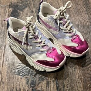 Kids Chunky Athletic Sneakers in Pink and Cream